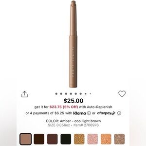 NIB Fenty Beauty by Rihanna Longwear Shadowstix- Amber